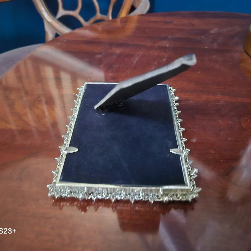 RARE VINTAGE RJ GRAZIANO SCROLL WEDDING SNOWFLAKE PEARL CRYSTAL PICTURE FRAME